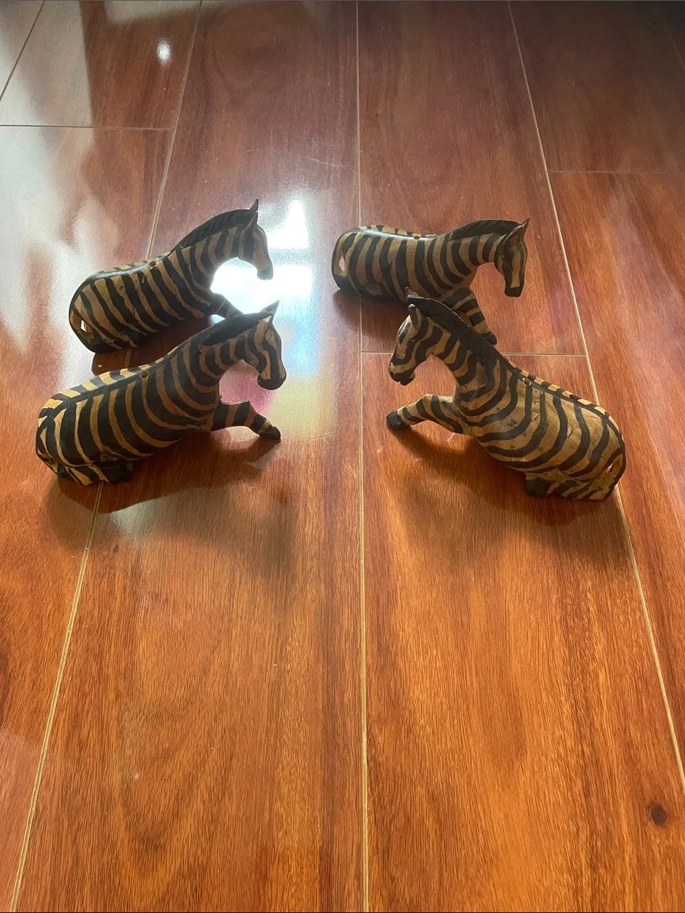 Handcrafted wooden Zebras